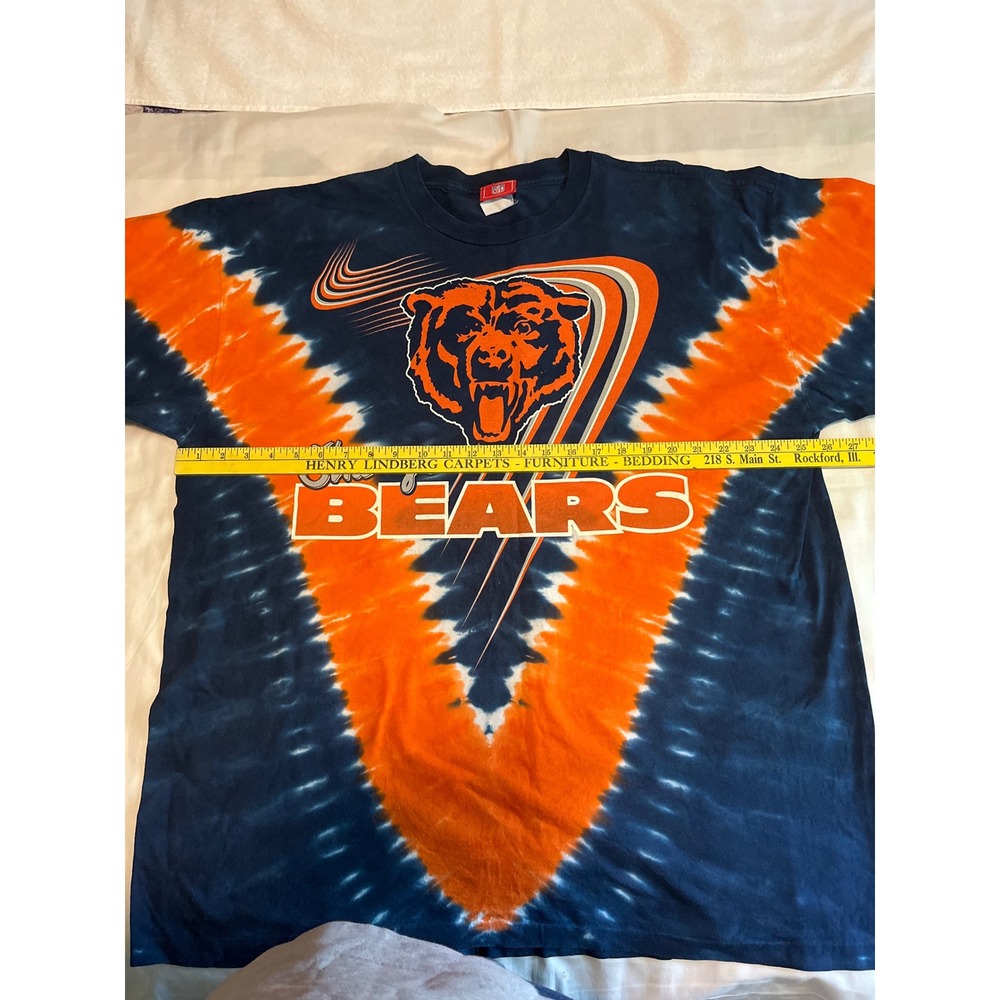 Vintage Chicago Bears Tie Dye Graphic T-Shirt XXL Navy Orange NFL Made in USA - Picture 3 of 8